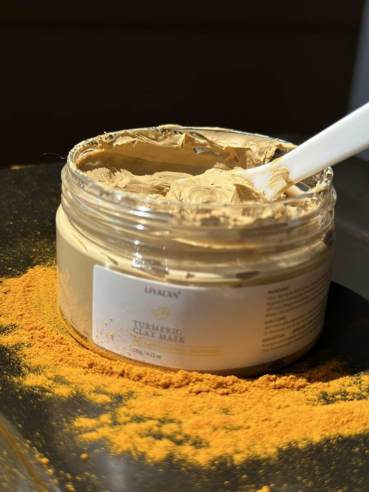 LIYALAN Turmeric Clay Mask Vitamin C Facial Mask Skin Care for Acne & Dark Spots
