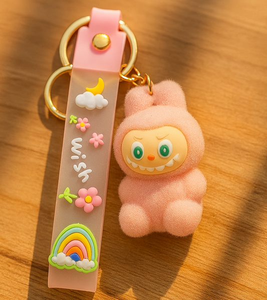 Labubu - Wish & Fuzz Rainbow Wrist‑Strap Keychain
