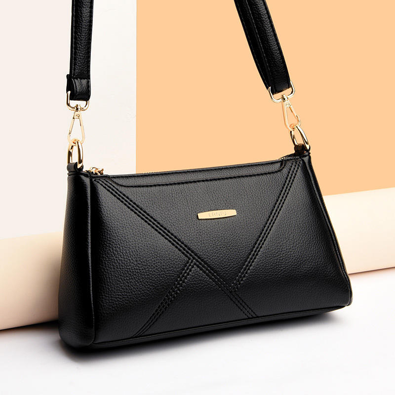 Texture Soft Leather Crossbody Bag Fashion Lady