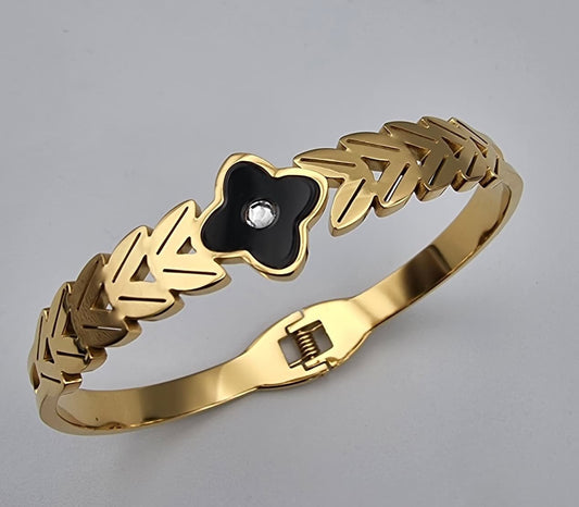 Black Petal Leaf Bangle