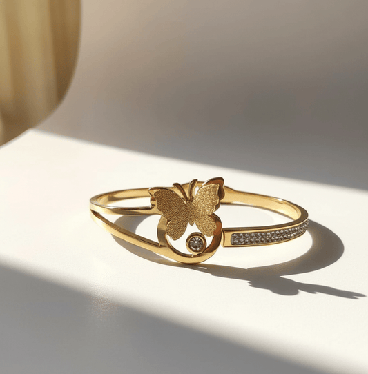Butterfly Charm Crystal Bangle