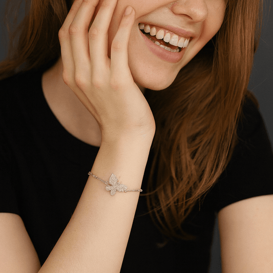 Butterfly Charm Pearl Bracelet