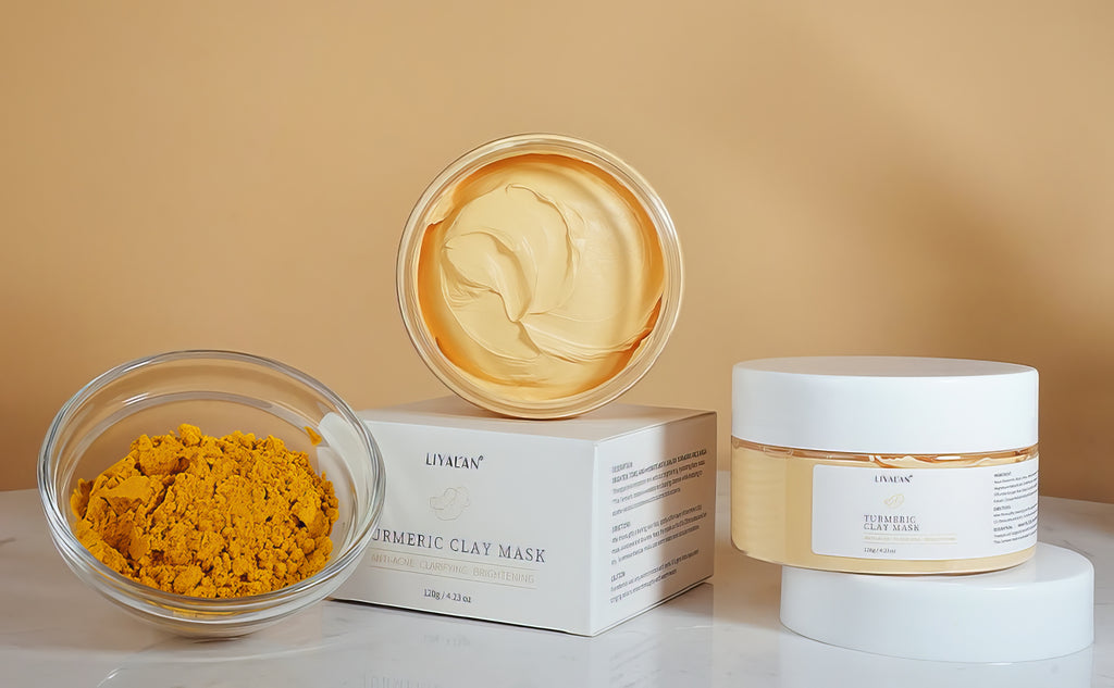 LIYALAN Turmeric Clay Mask Vitamin C Facial Mask Skin Care for Acne & Dark Spots