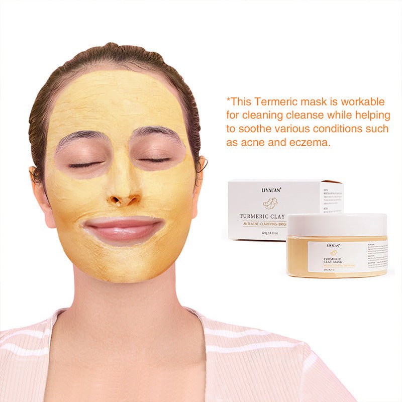 LIYALAN Turmeric Clay Mask Vitamin C Facial Mask Skin Care for Acne & Dark Spots