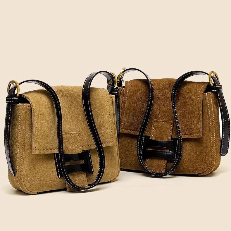 Dull Polish Genuine Leather Shoulder Messenger Bag