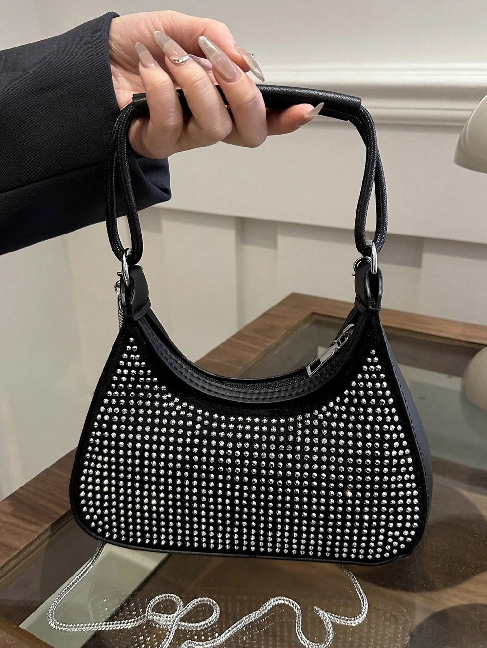 Light Diamond Fashion Rhinestone Chain Crossbody Bag