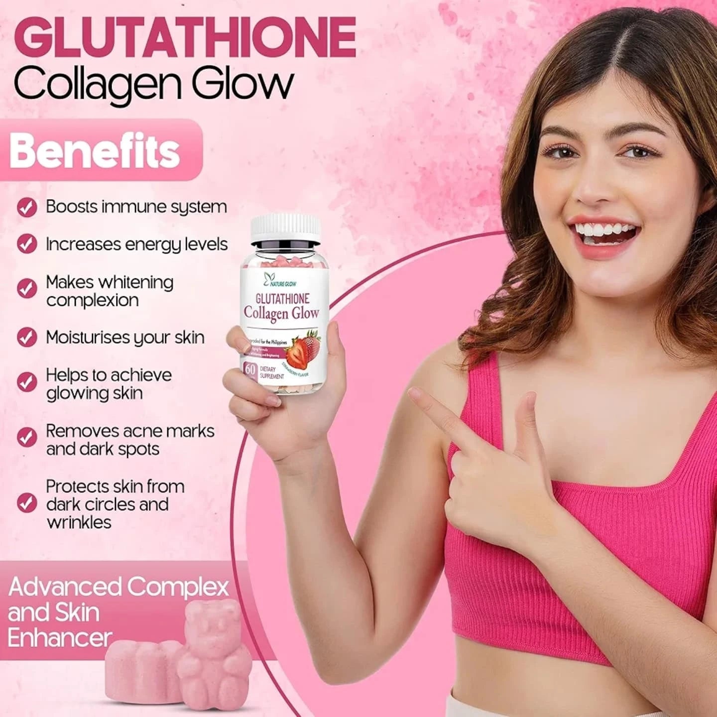 Nature Glow - Glutathione Collagen Glow Gummies (Original)