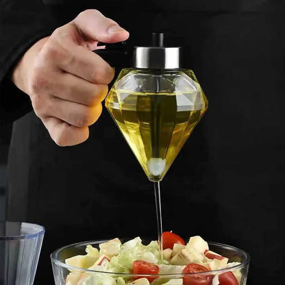 Oil Dispenser Diamond Shaped Glass Oil Bottle