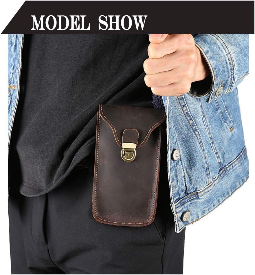 Leather Retro Mobile Phone Bag Outdoor Portable Mobile Phone Protective Cover Home Mobile Phone Storage Bag