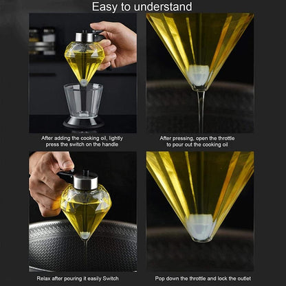 Oil Dispenser Diamond Shaped Glass Oil Bottle