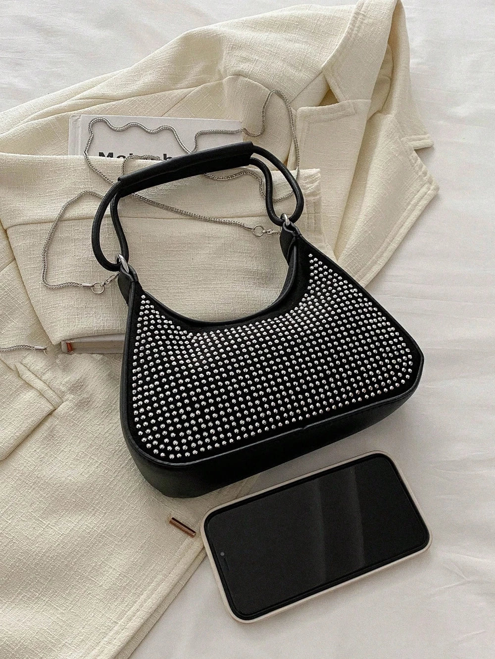 Light Diamond Fashion Rhinestone Chain Crossbody Bag