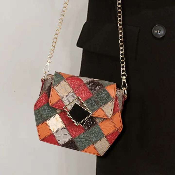 Stylish Textured Stitching Chain Small Square Bag