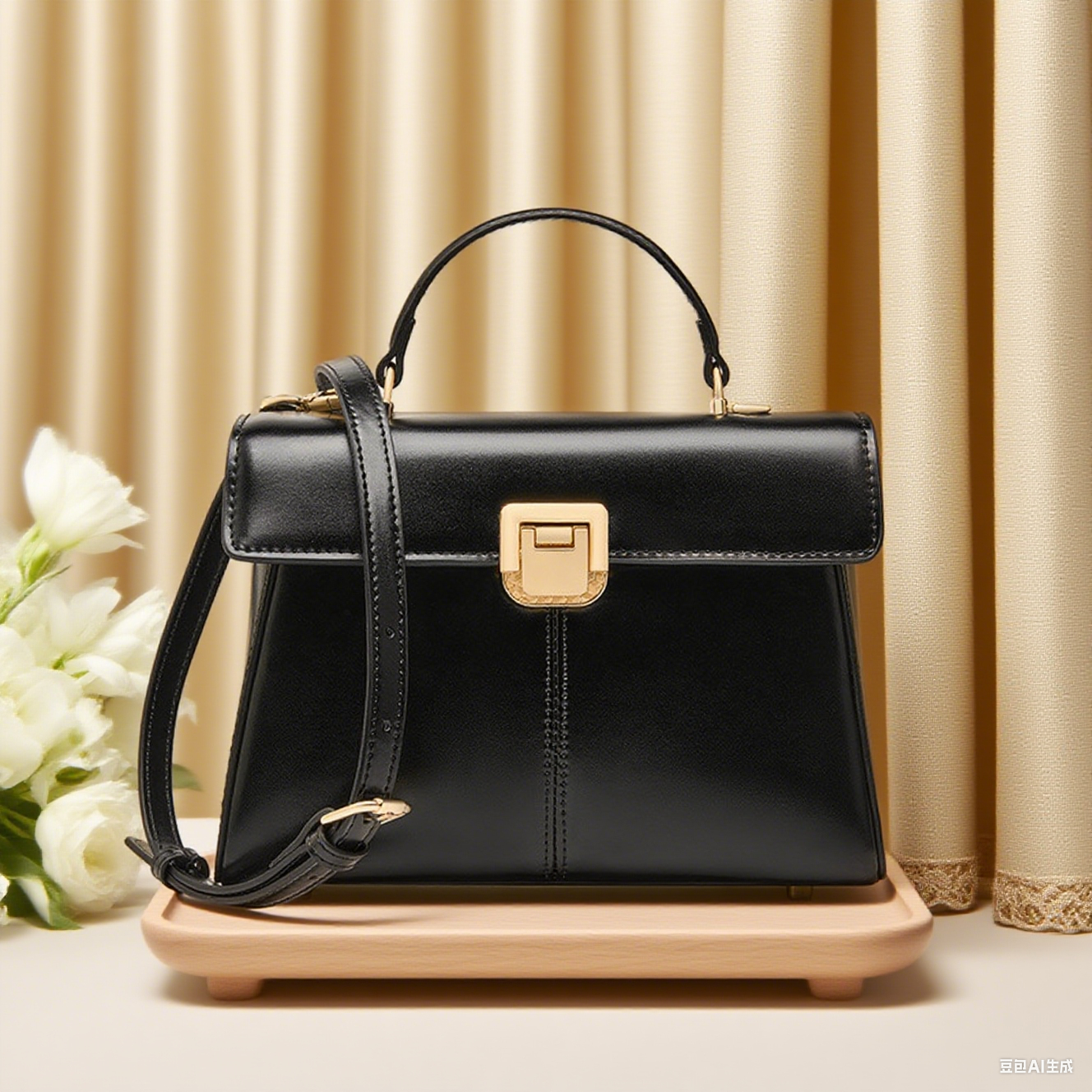 Women's Leather Vachette Clasp Portable Shoulder Bag