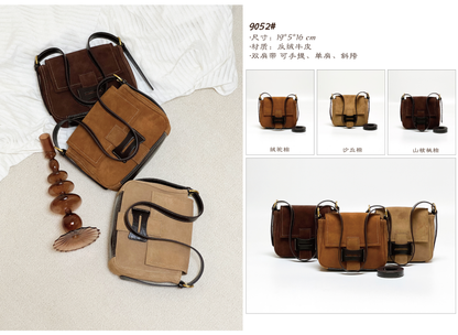 Dull Polish Genuine Leather Shoulder Messenger Bag