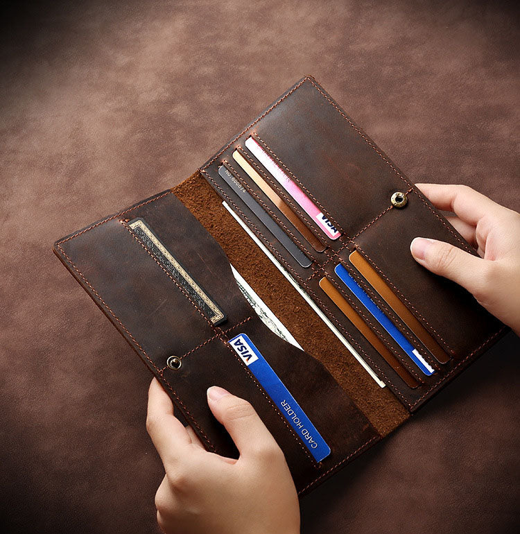 Horse Long Wallet Genuine Leather Hand-held Men's Card Holder