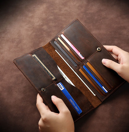 Horse Long Wallet Genuine Leather Hand-held Men's Card Holder