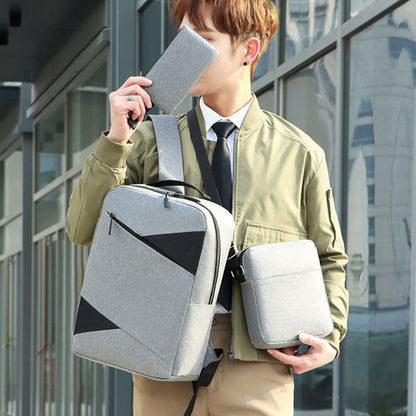 New Business Commute Business Trip Computer Backpack Men's Three-piece Set