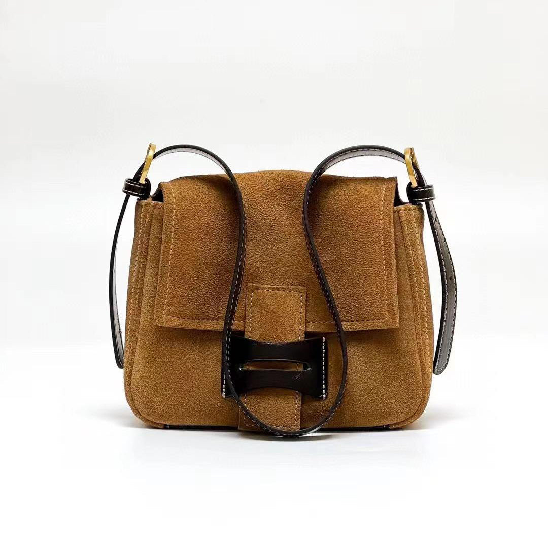 Dull Polish Genuine Leather Shoulder Messenger Bag