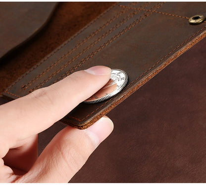 Horse Long Wallet Genuine Leather Hand-held Men's Card Holder