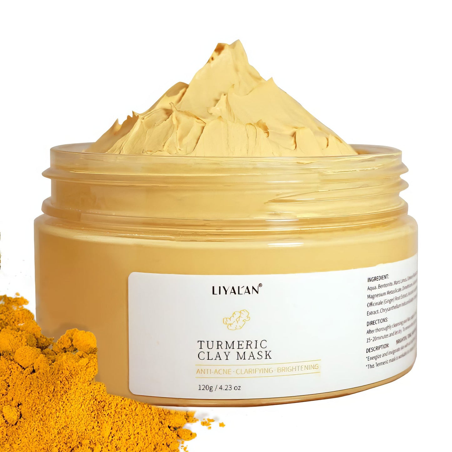LIYALAN Turmeric Clay Mask Vitamin C Facial Mask Skin Care for Acne & Dark Spots