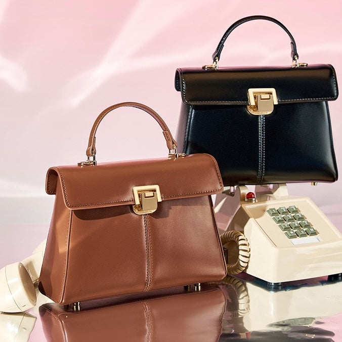 Women's Leather Vachette Clasp Portable Shoulder Bag