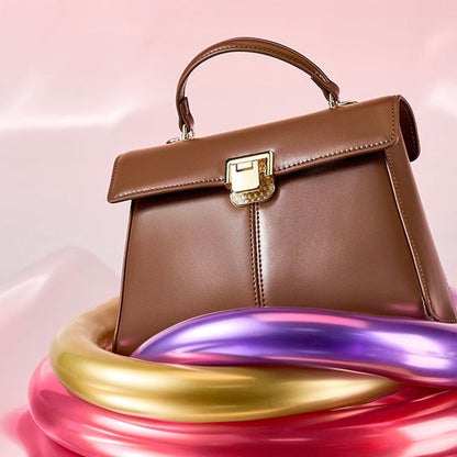 Women's Leather Vachette Clasp Portable Shoulder Bag