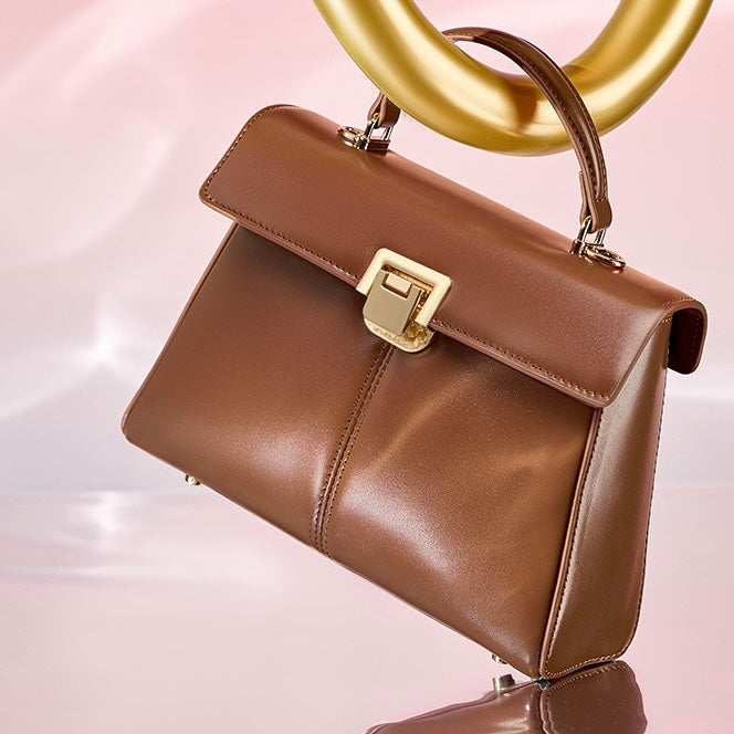 Women's Leather Vachette Clasp Portable Shoulder Bag