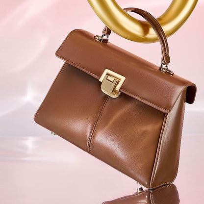 Women's Leather Vachette Clasp Portable Shoulder Bag