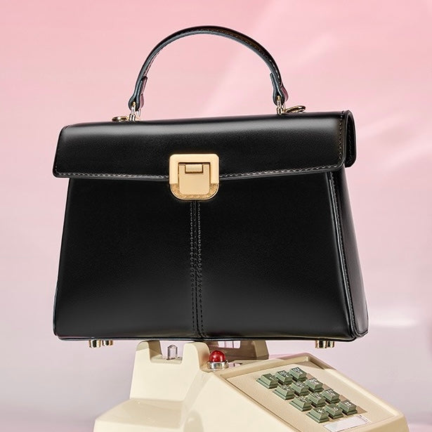 Women's Leather Vachette Clasp Portable Shoulder Bag