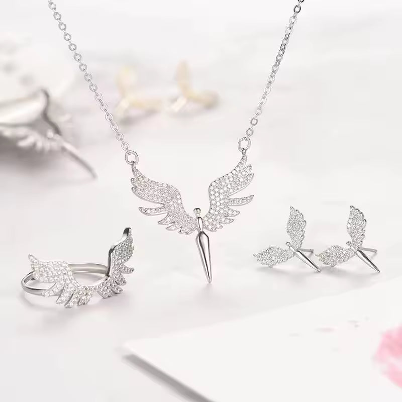Angel Wings Stainless Steel Necklace Set