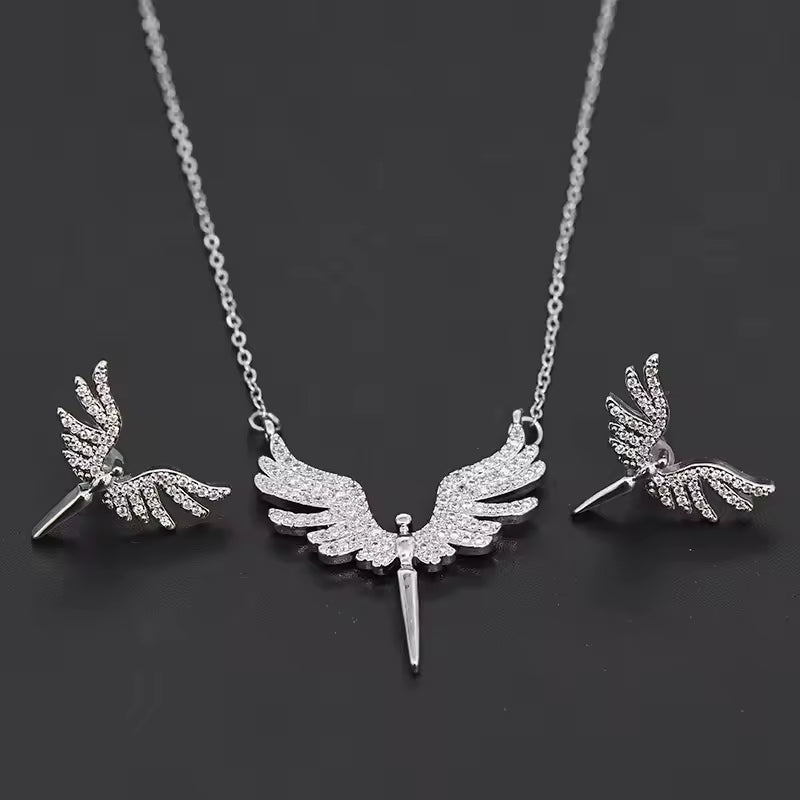 Angel Wings Stainless Steel Necklace Set