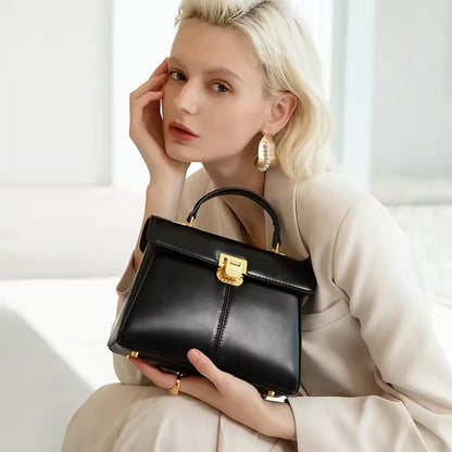 Women's Leather Vachette Clasp Portable Shoulder Bag