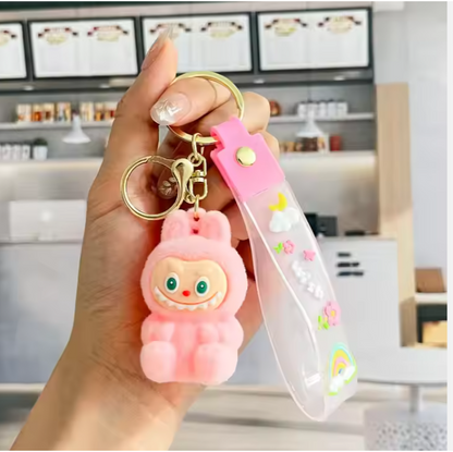 Labubu - Wish & Fuzz Rainbow Wrist‑Strap Keychain