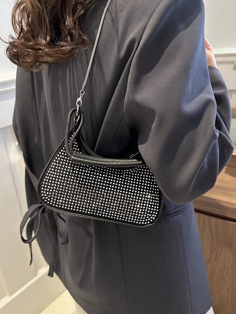 Light Diamond Fashion Rhinestone Chain Crossbody Bag