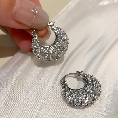 Micro Inlaid Zircon Bag Ear Buckle All-matching