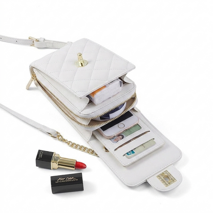 حقيبة جلدية صغيرة للنساء، حقيبة هاتف محمول كلاسيكية، حقيبة مراسلة