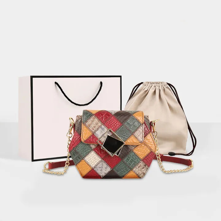 Stylish Textured Stitching Chain Small Square Bag