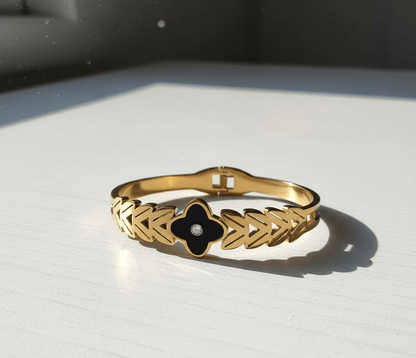 Black Petal Leaf Bangle