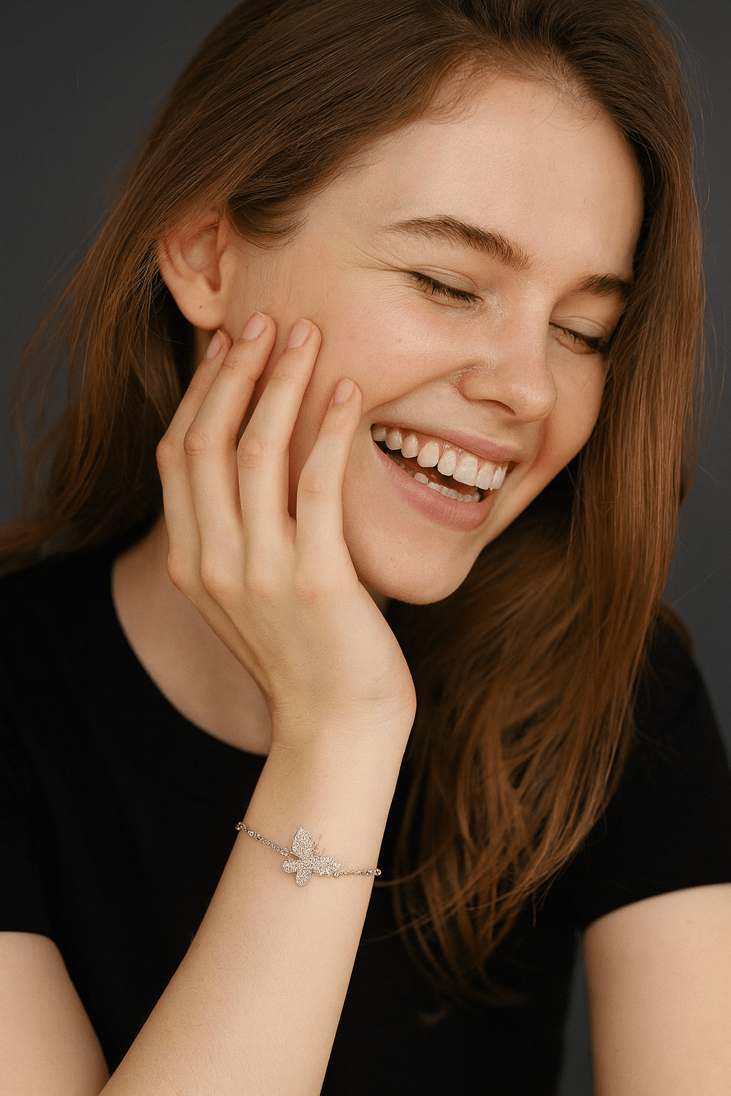 Butterfly Charm Pearl Bracelet