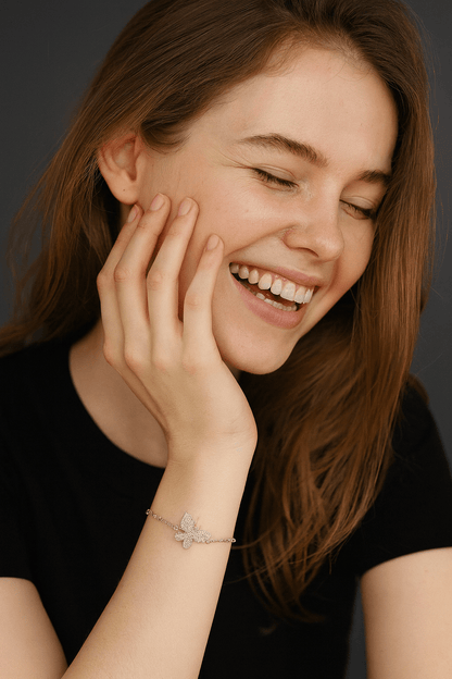 Butterfly Charm Pearl Bracelet