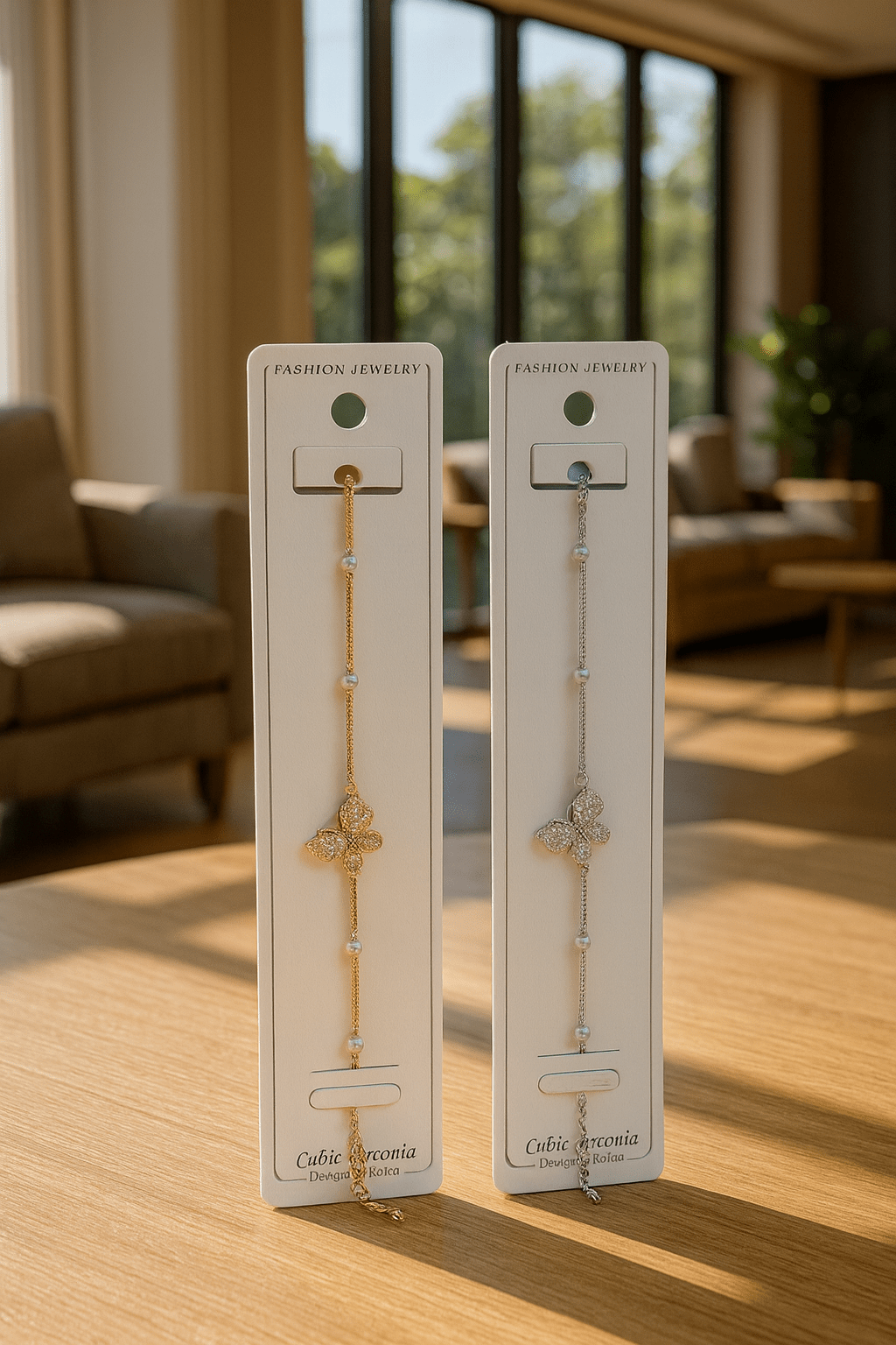 Butterfly Charm Pearl Bracelet