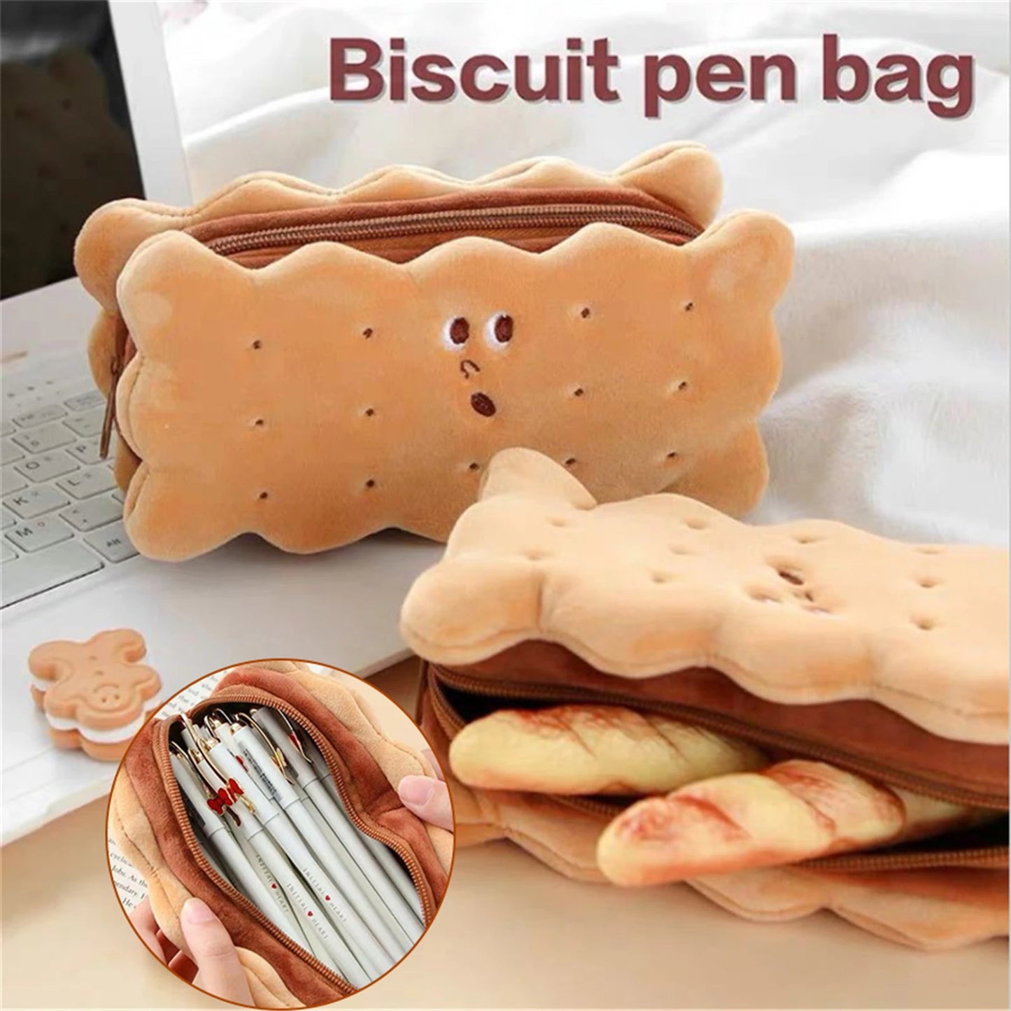 Sandwich Biscuit Plush Pencil Bag