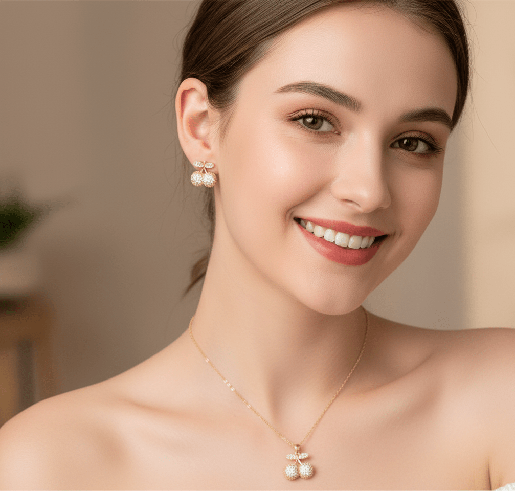 Cherry Sparkle Crystal Jewelry Set