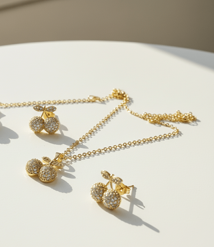Cherry Sparkle Crystal Jewelry Set
