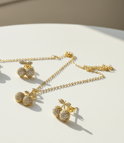 Cherry Sparkle Crystal Jewelry Set