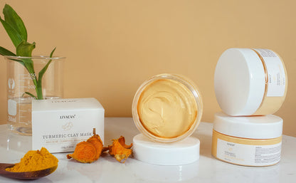 LIYALAN Turmeric Clay Mask Vitamin C Facial Mask Skin Care for Acne & Dark Spots