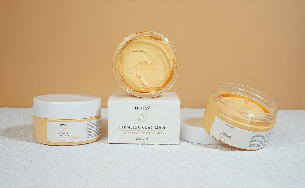 LIYALAN Turmeric Clay Mask Vitamin C Facial Mask Skin Care for Acne & Dark Spots
