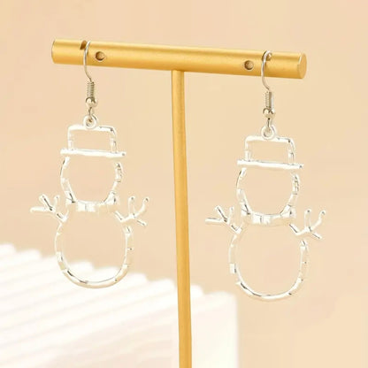 Personalized Snowman Earrings And Pendant Fashion Simple Christmas Hollow Necklace For Women Jewelry