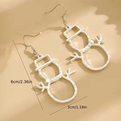 Personalized Snowman Earrings And Pendant Fashion Simple Christmas Hollow Necklace For Women Jewelry