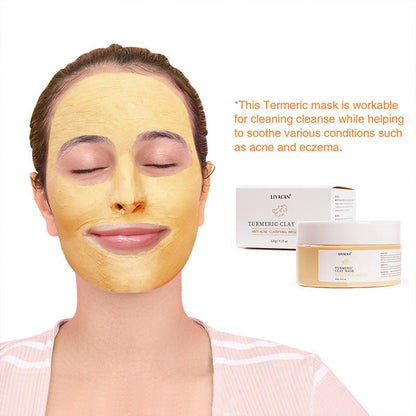 LIYALAN Turmeric Clay Mask Vitamin C Facial Mask Skin Care for Acne & Dark Spots